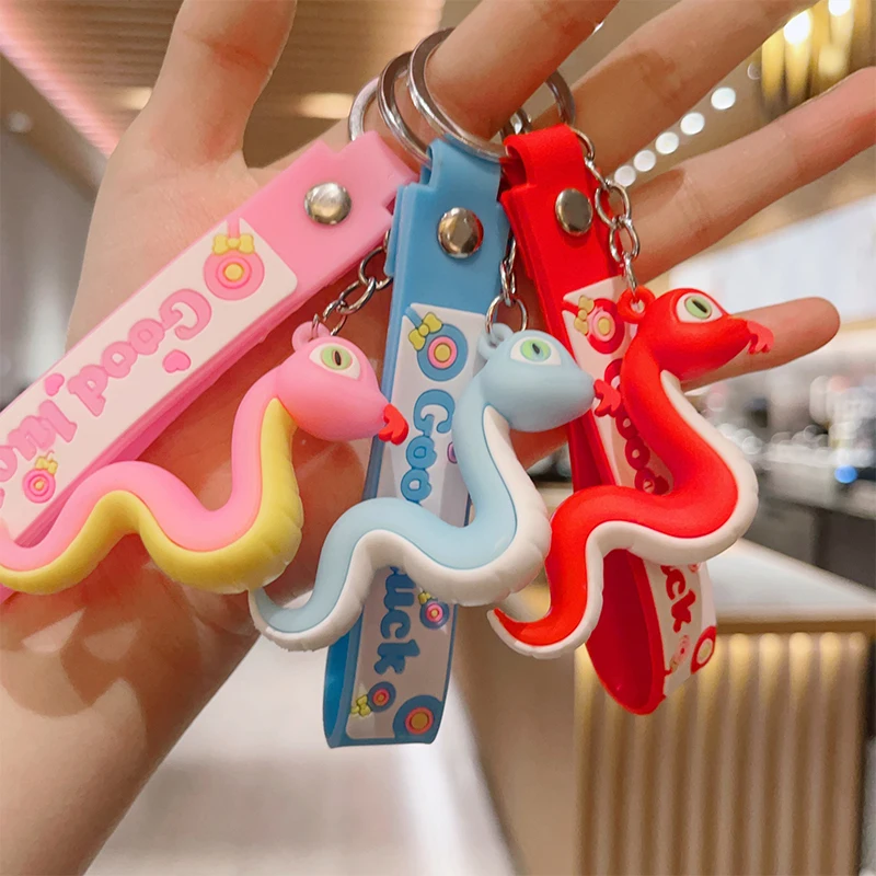 Lucky Snake Pendant Keychain New Year Gift Jewelry Cartoon Backpack Car Keys Decoration Chinese Snake Doll Hangings Ornament image 4