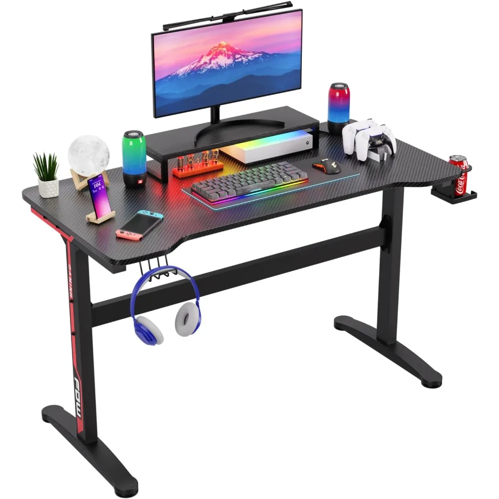 

47 Inch Computer Desk Gaming Desk T-Shape Office Desk Large Modern Ergonomic Racing Style Table Gaming Workstation