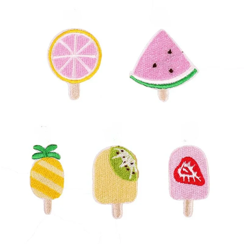 100 adet/grup Lüks Anime Nakış Yama Dondurma Dudak Turuncu Karpuz meyve torbası Gömlek Giyim Dekorasyon Zanaat Diy Aplike
