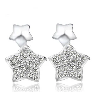 

925 Sterling Silver Five-pointed Star Earrings for Women Niche Zircon Jewelry Korean Earrings Trendy Wholesale