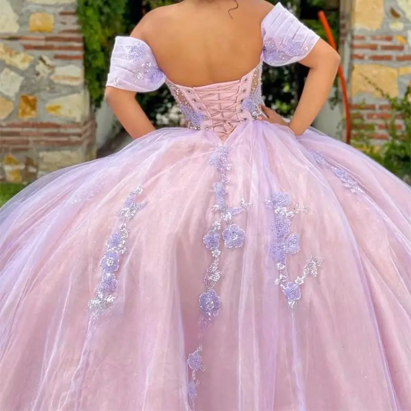 Personalizado roxo quinceanera vestidos trem destacável borboletas apliques rendas aniversário grânulo vestido de baile vestidos de 15 anos