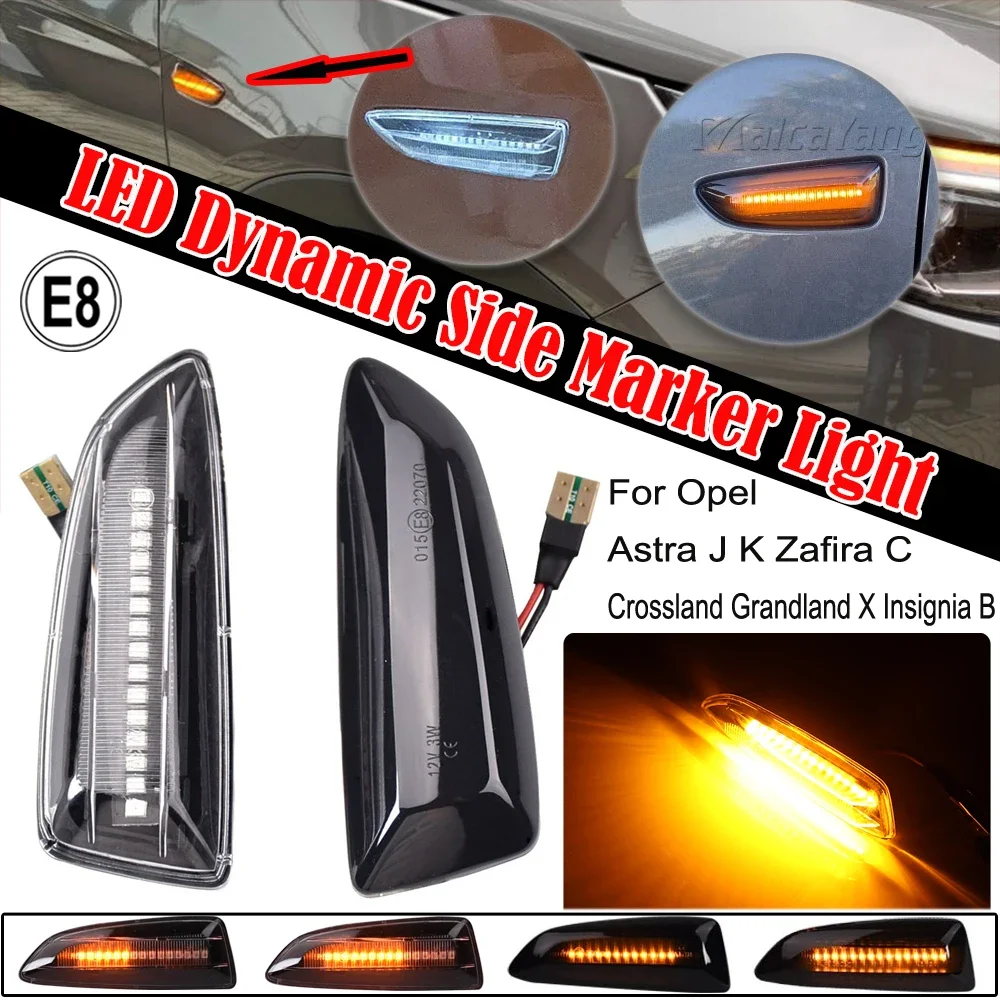 For Opel Astra J Astra J K Zafira C Insignia B Grandland X NEW 2X LED Dynamic Turn Signal Light Side Marker Lamp Blinker