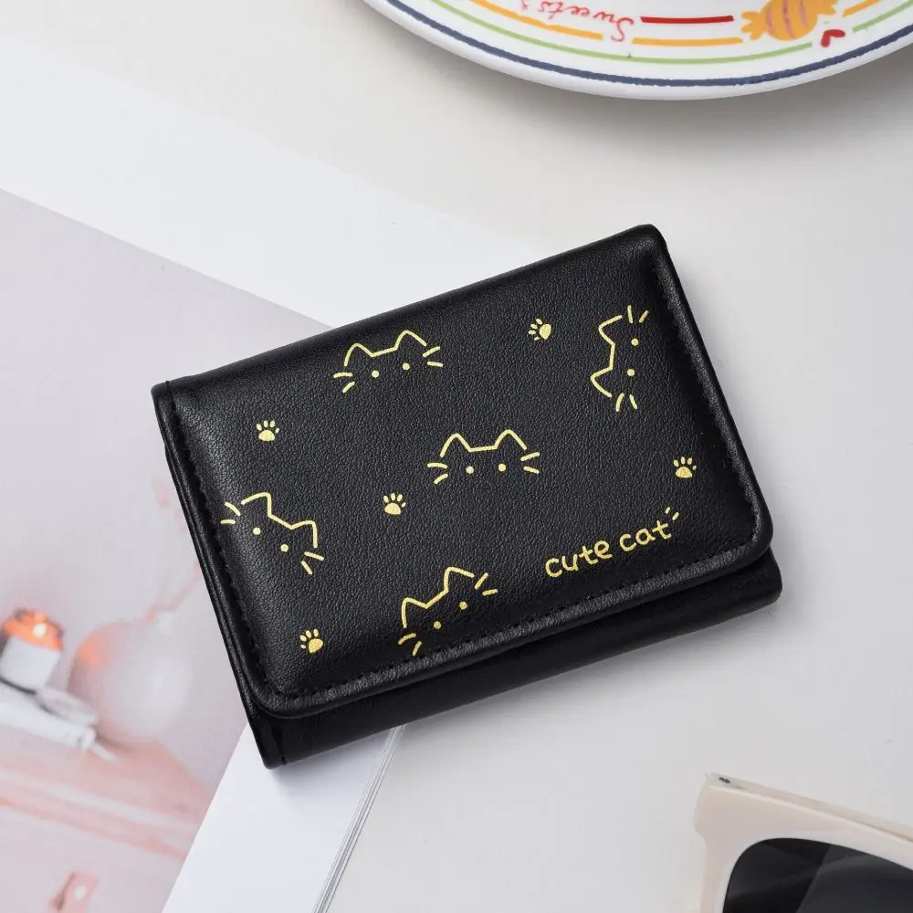 3 طيات هريرة مطبوعة محفظة لطيف هريرة الكلب بولي Leather جلد قصير لطيف محفظة صغيرة INS نمط حقائب المال النسائية