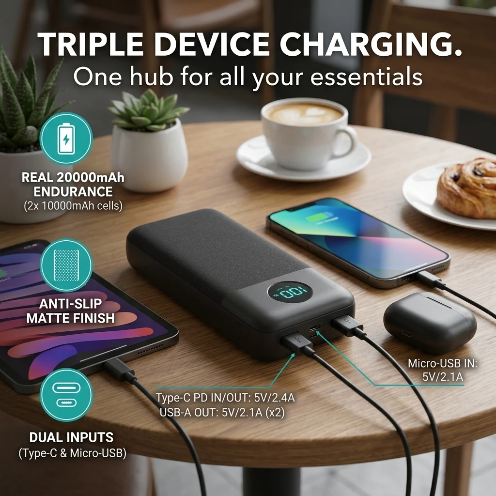 Power Bank 20000mAh PD 22.5W Fast Charging Phone External Battery Powerbank Portable Charger for Xiaomi Poco iPhone Samsung iPad