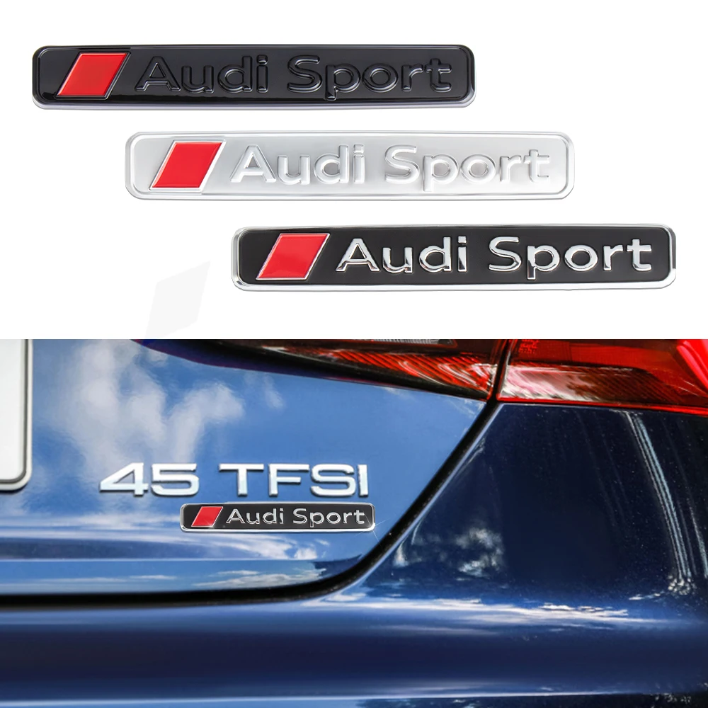 3D ABS Audi Sport Badge Car Rear Trunk Sticker Side Body Fender Emblem Decoration For Audi S SLINE RS A1 Q3 Q7 S5 A6 V6T S8 V8T