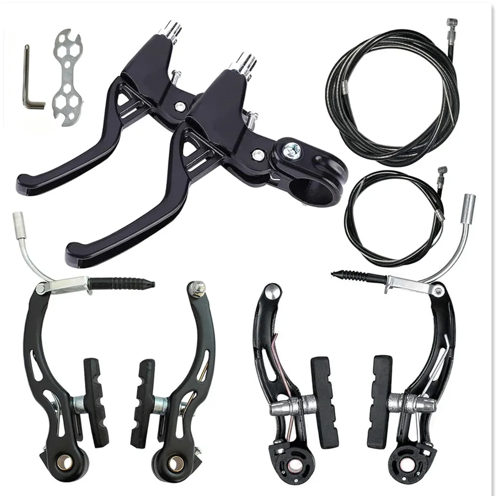 AliExpress NONE MTB Bicycle V Brake Set MTB Caliper Set AL Linear Pull With Brake Pads, Lever, Wire, Installation Tool Black