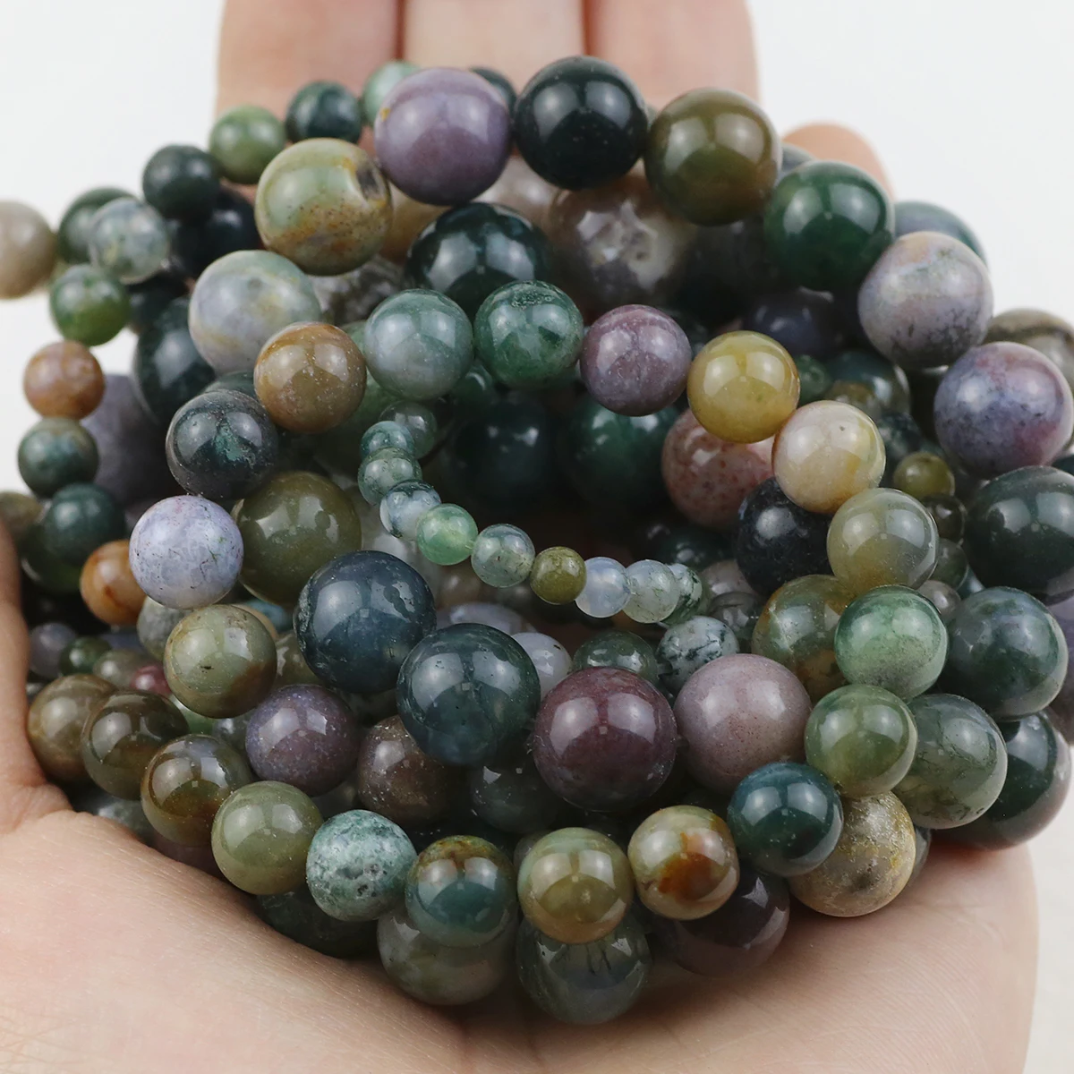 1Strand Natural Indian Agate Stone Round Spacer Loose Beads For Jewelry Making DIY Bracelets Necklaces Accessories 4/6/8/10/12MM