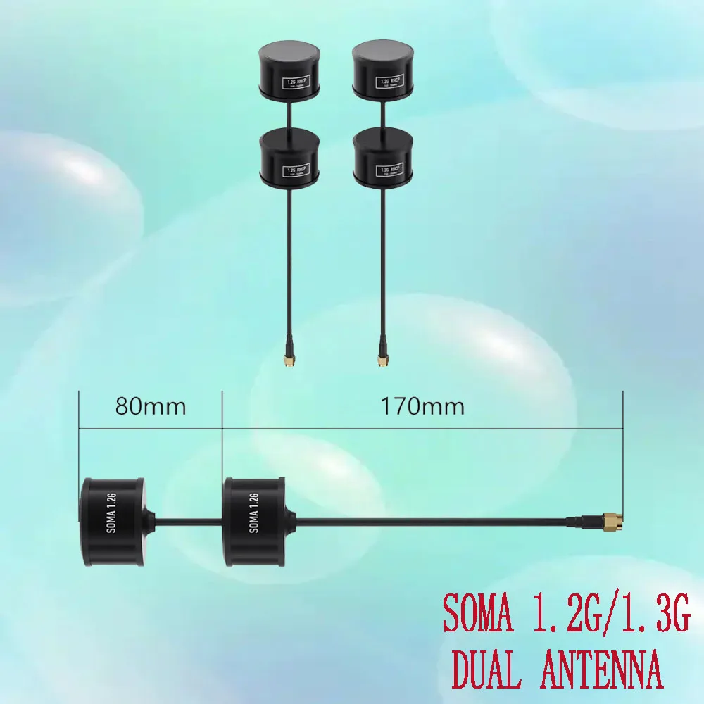 

Двойная антенна SOMA 1,2G/1,3G: усиление 2 дБи, SMA, 1140–1360 МГц — дальние FPV и радиоуправляемые энтузиасты квадрокоптеров DIY