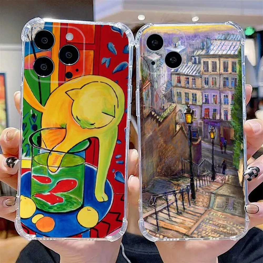 Henri Matisse Paintings Etui na telefon do iPhone 15,14,13,12,11 Plus, Pro, Max, XR, XS, X, 7,8 Plus, SE, Mini Przezroczysty silikonowy miękki