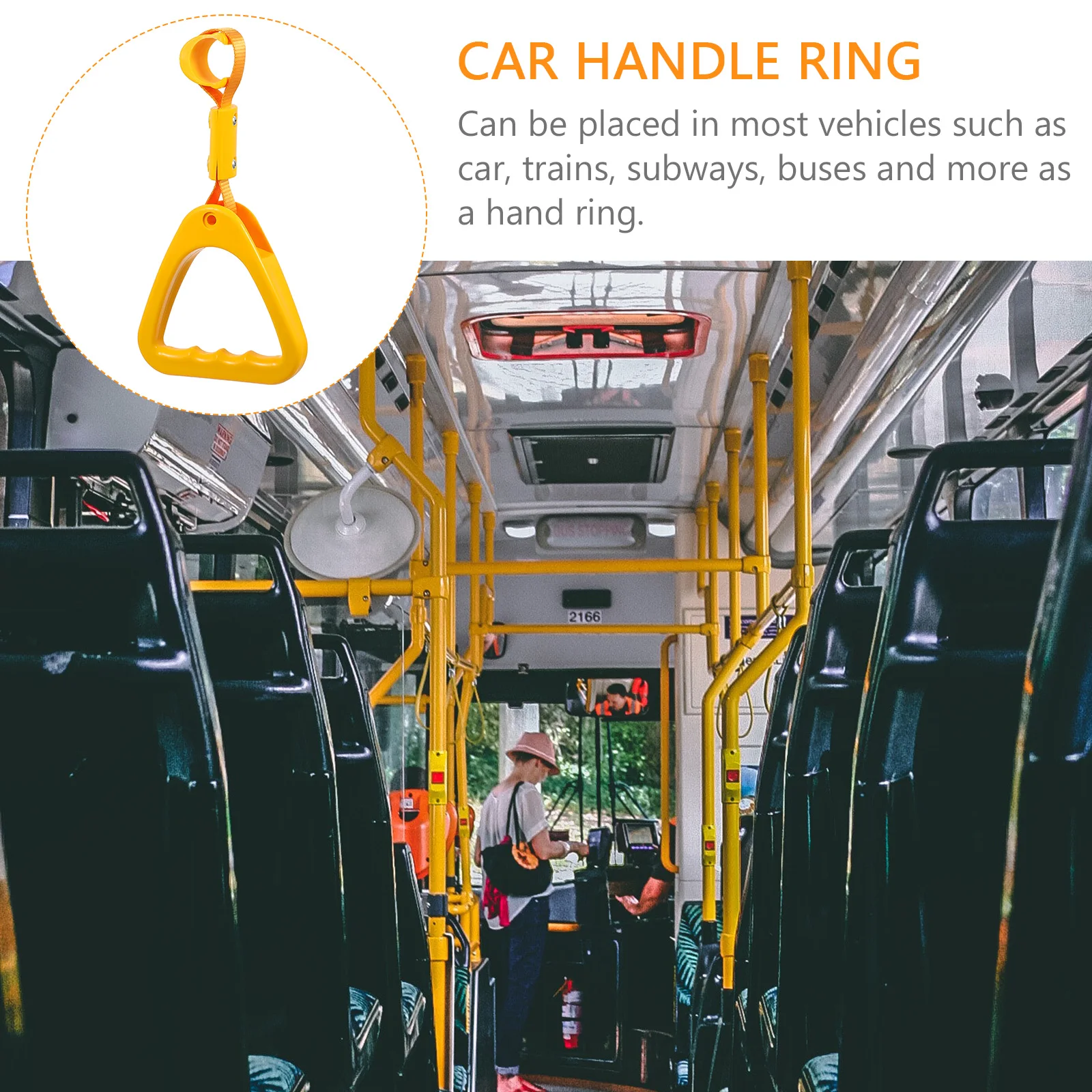 

2pcs Car Handle Ring Rear Bumper Warning Safety Strap For Cars Trains Subways Buses Trash Can Release Durable Foldable Hand
