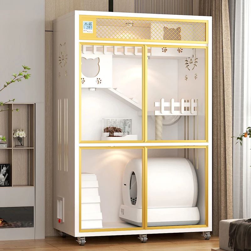 

Hot Selling High Quality Multi Layer Multifunctional Stable Large Space With Door Wood Cat House Wooden Cat Cage