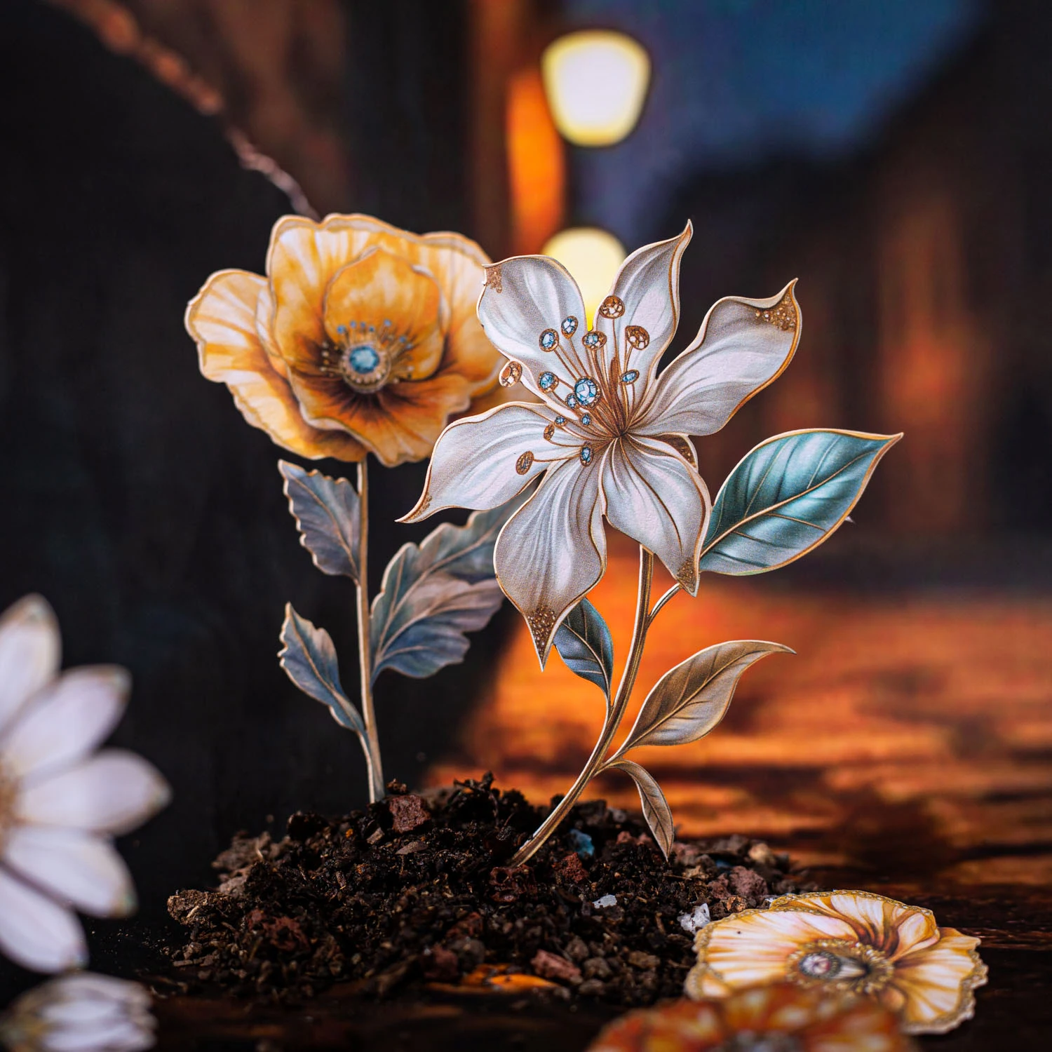 

Flower Shadow Dream Series Vintage Floral Landscape Sticker Creative DIY Journal Material Collage Scrapbook Stationery