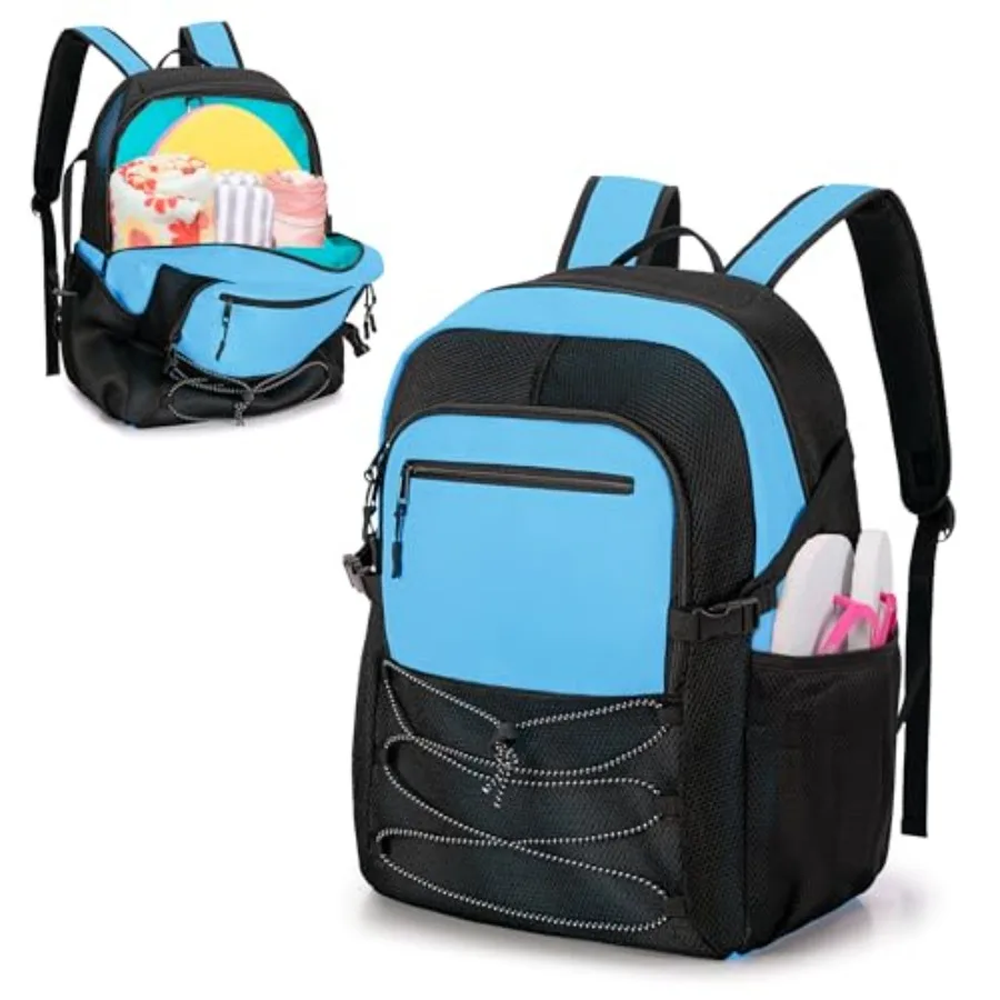 Swim Backpack with Wet/Dry Compartment, Lightweight Mesh Swim Bag for Pool Gear and Training, Swimming Equipment Bag for Swimme