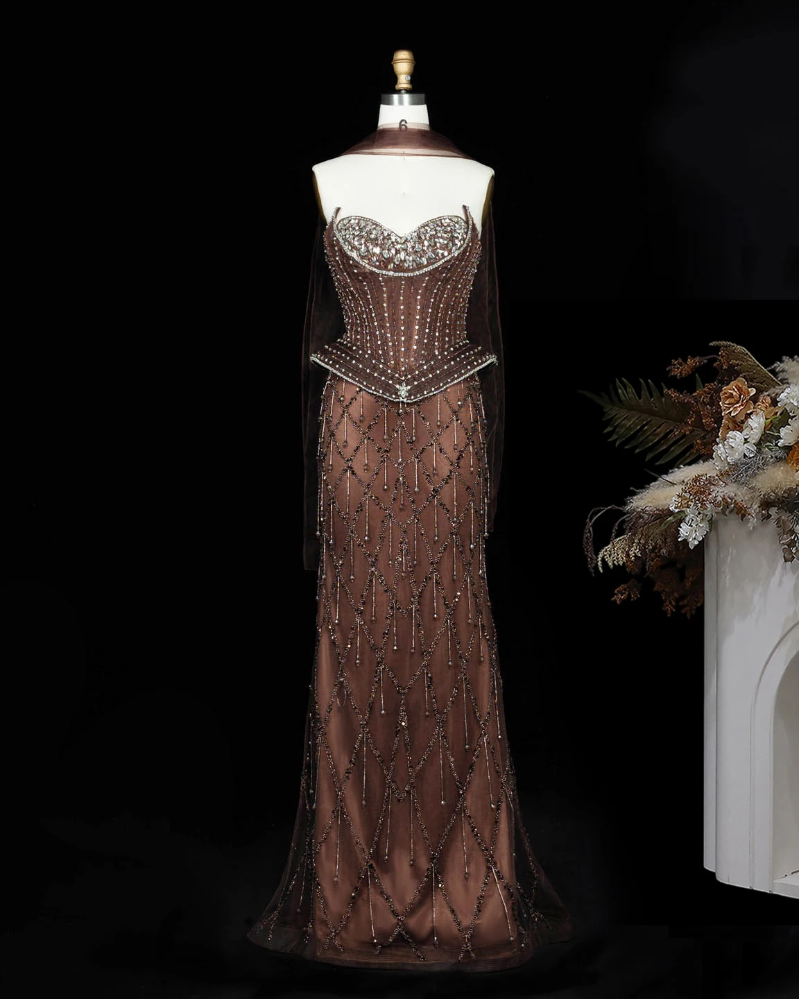 Sharon Said Abendkleid Luxuriöses Meerjungfrauenkleid mit Herzausschnitt, Tüll, Kristallkorsett, Dubai, formelle Party, Hochzeitsgast, Kleider SS118, Maßanfertigung – Detail 30