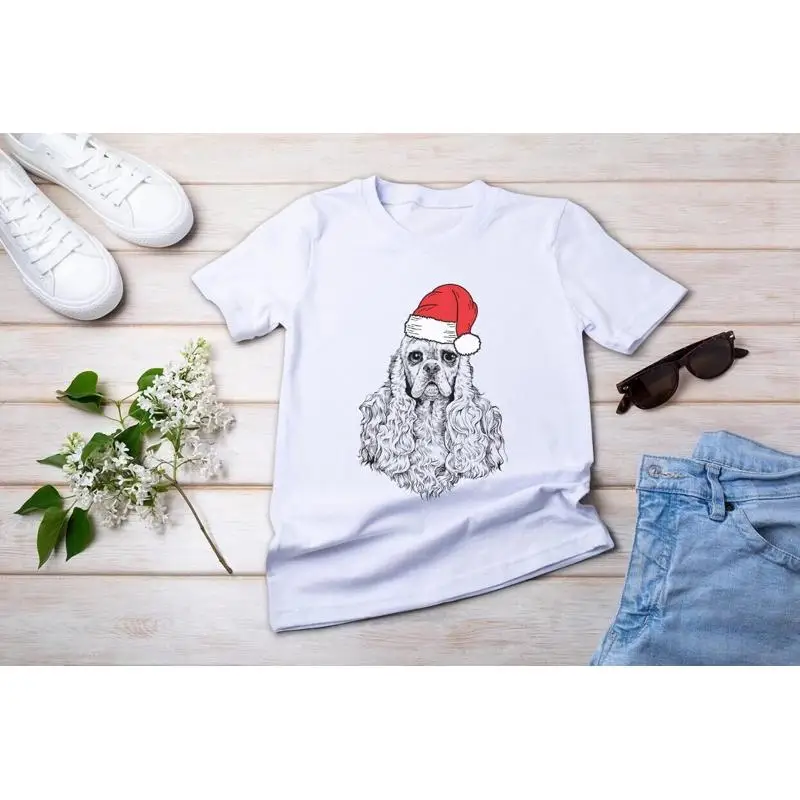 Santa American Cocker Spaniel Dog Ugly Christmas T Shirt