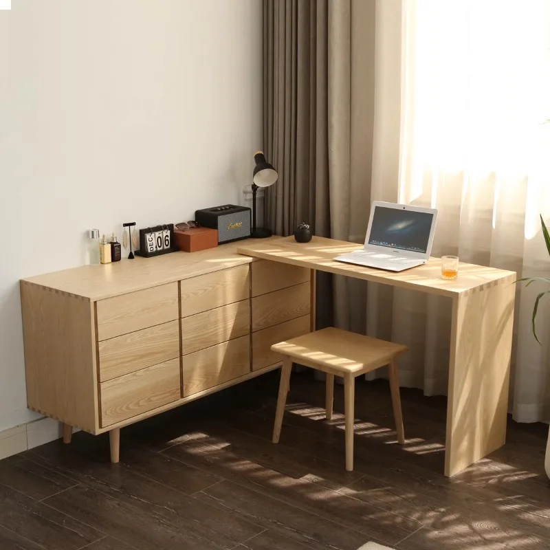 

Dresser integrated cabinet ash wood solid wood cosmetic cabinet log style simple Japanese combination storage cabinet