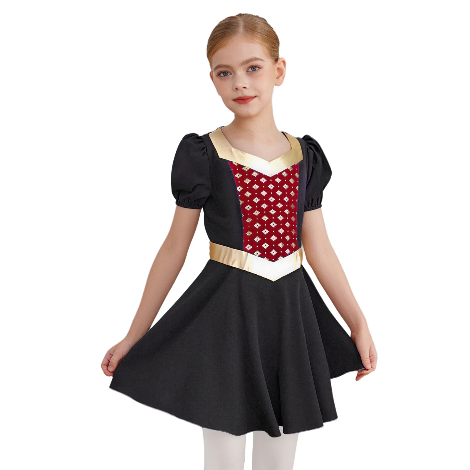 

Средневековое ренессансное викторианское платье принцессы для девочек, винтажное платье с короткими рукавами и принтом, рюшами, карнавальный костюм на Хэллоуин