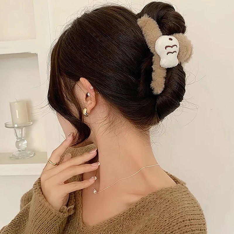 Pinza de pelo de pez de felpa para niña, accesorios para el cabello de moda Kawaii japonés azul real coreano, horquillas para el pelo, tocado de cangrejo