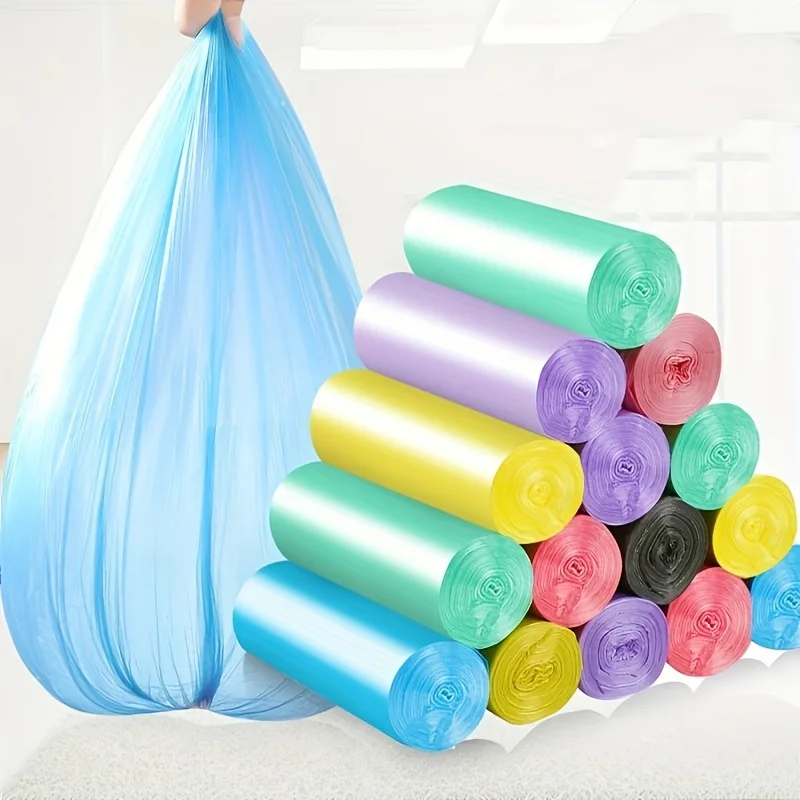 100 Stück/Packung, Sechsfarbige Robuste Kleine Plastik-Müllbeutel - Faltbar, Auslaufsicher, Einfache Anwendung für Badezimmer, Toilette