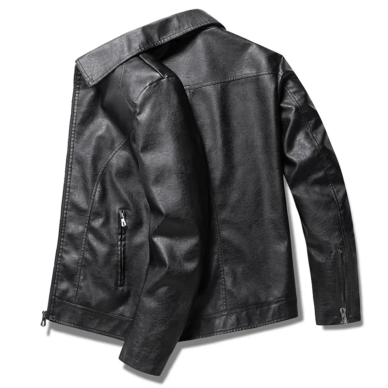 Men's Leather Jacket Patchwork Motorcycle Jacket Leather Jacket Fashion Trend Rider Zip Coats Casual Street Windbreaker 6XL 8XL