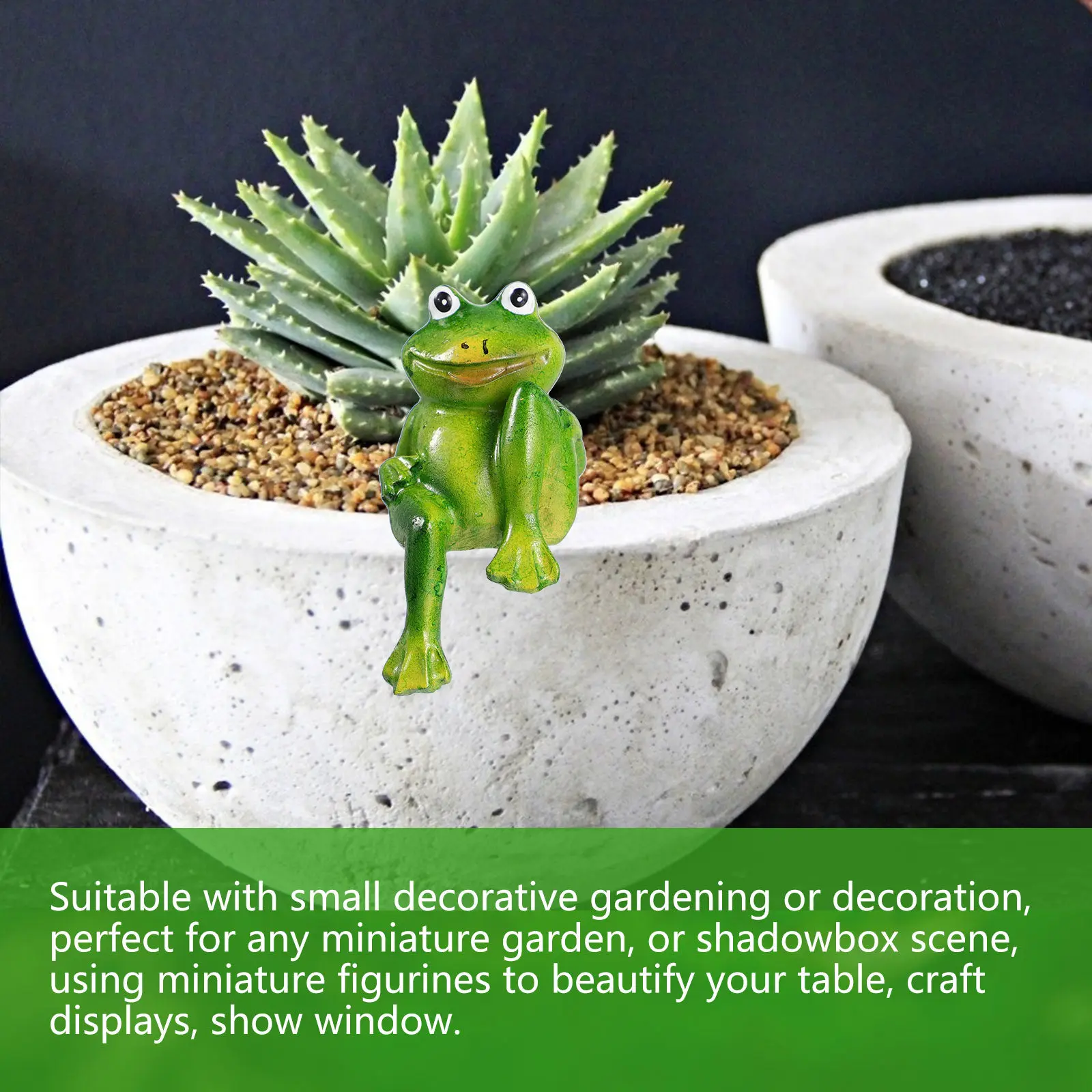 1Pair Premium Resin Frogs for Bonsai Micro Garden Decoration Desktop Living Room Study Table Feng Shui Home Office Accent Piece