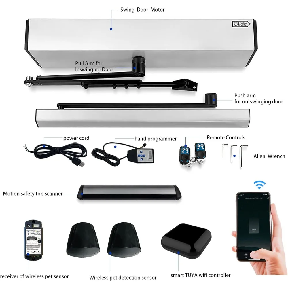 The automatic door closer is triggered by the dog, WiFi controller + wireless pet detection sensor, mobile phone app control