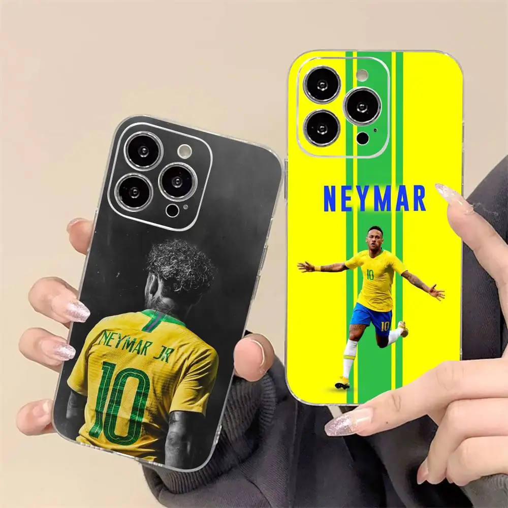 N-Neymar Jr 10 Brazil Football Phone Case For iPhone17,16,15,14,13,12,11 Plus,Pro Max Soft Transparent Cover