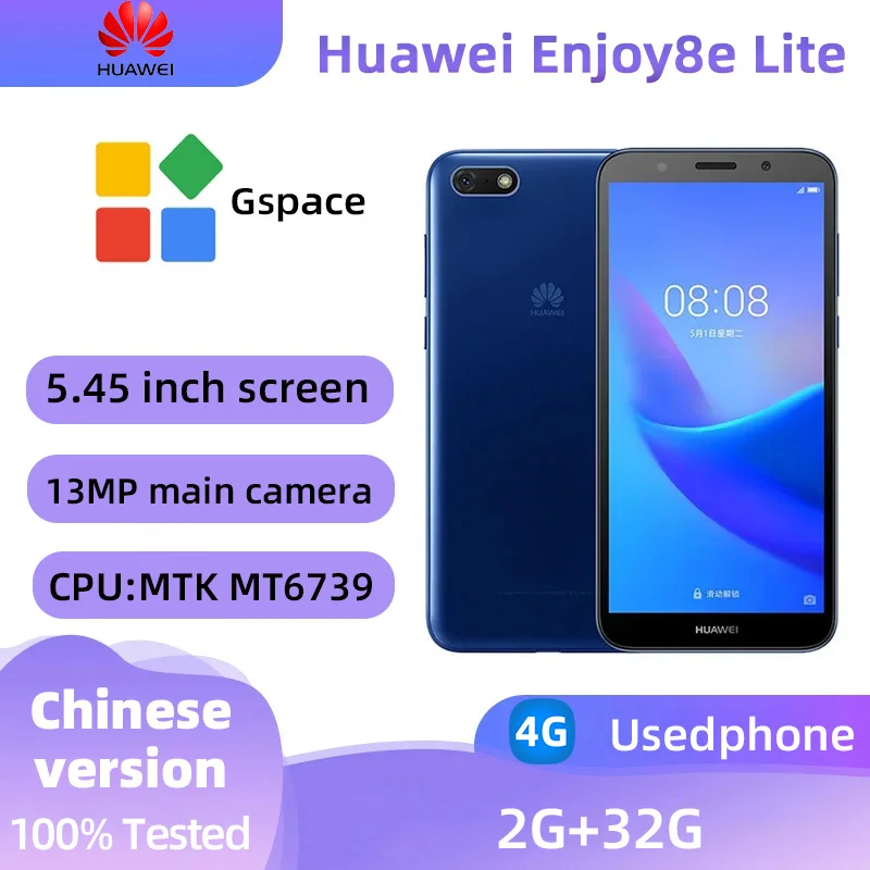 Huawei Enjoy 8e lite 4G SmartPhone CPU MediaTek MT6739  Battery Capacity 3020mAh 13MP Camera Original Used Phon