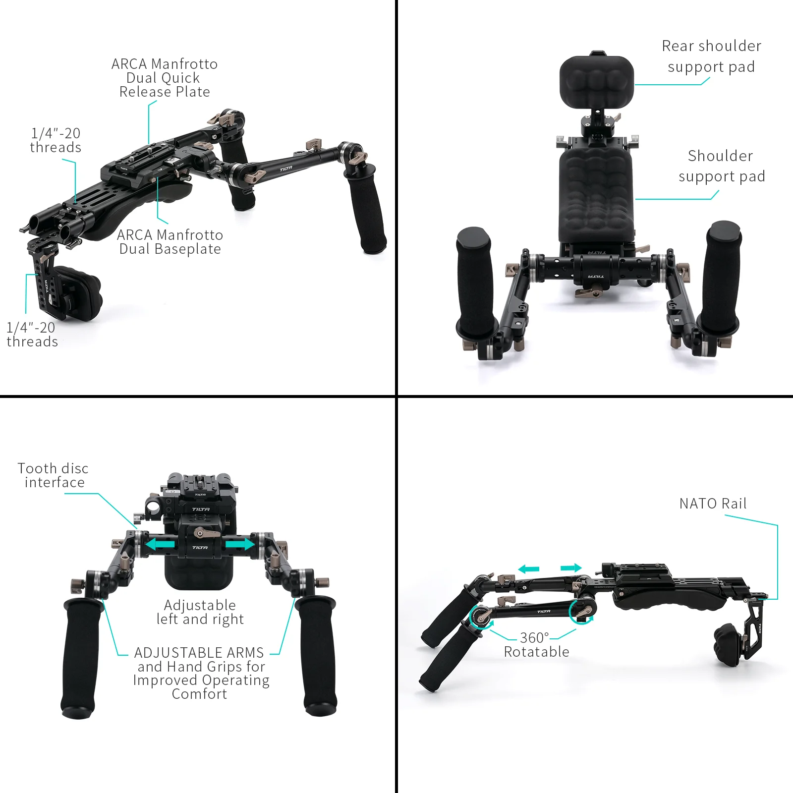TA-LSR-B TILTA ที่มีน้ำหนักเบาไหล่กล้องเหมาะกับโซนี่แคนนอนสำหรับ BMPCC สำหรับ Nikon manfrotto/arca Baseplate