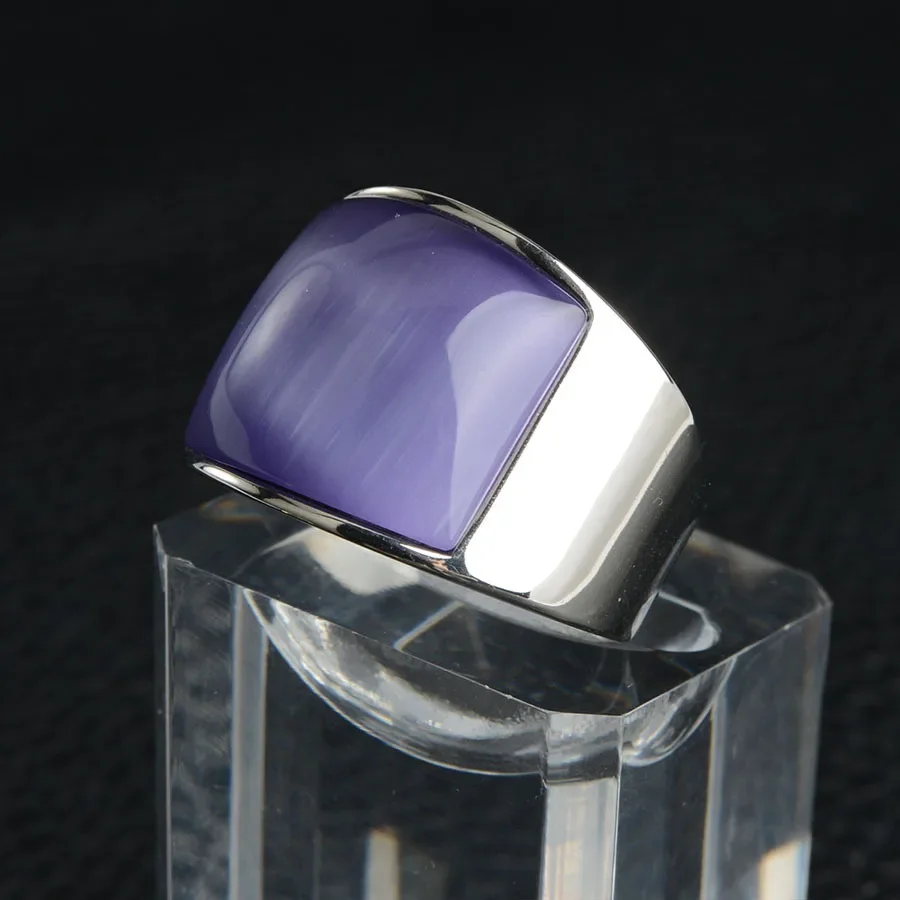 Big Multicolored Man Titanium Steel Ring with Stone Luxury Engagement Wedding Accessories High Quality Jewelry for Men Women