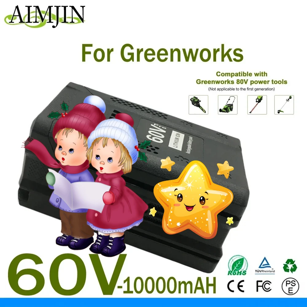 

k 60 В для Greenworks 10000 мАч BLF442 CSC404 CSF401/405 82CS27 82CS34 82BH22 82BD250 аккумулятор для электроинструмента