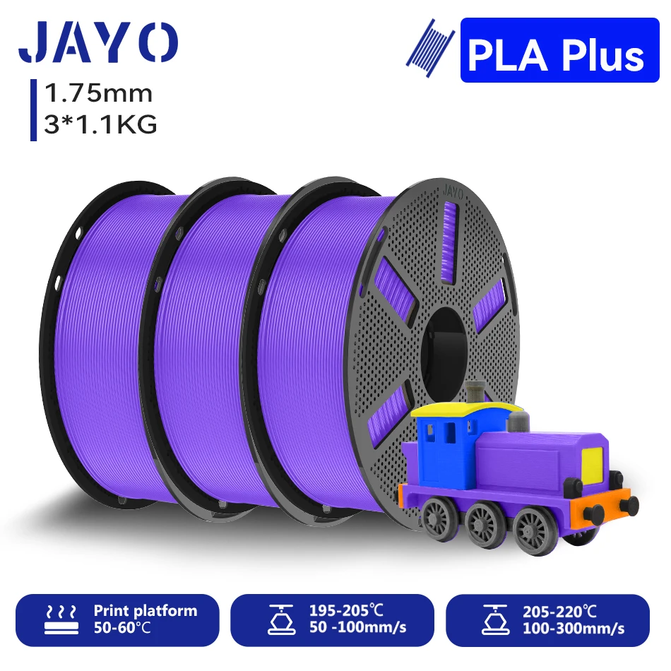JAYO 3,3KG PLA+ Filament 1,75MM PLA Plus 3D-Drucker-Filament 1,1KG/Rolle für FDM, ordentlich gewickelt, farbenfrohes 3D-Druckmaterial für 3D-Drucker & 3D-Stifte