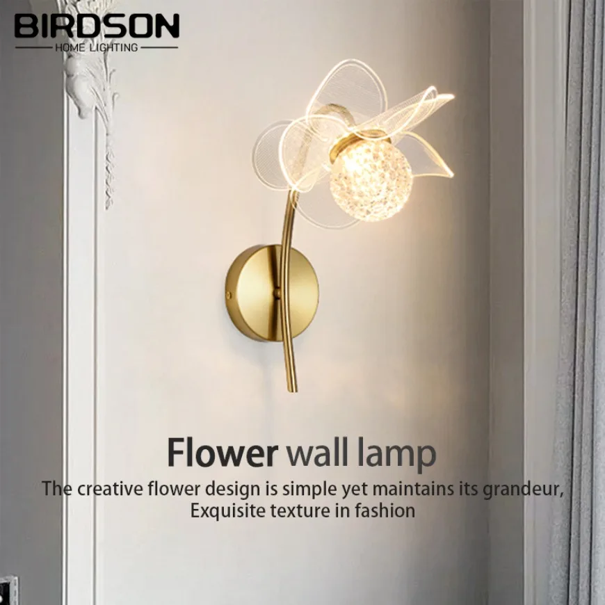 

LED Wall Lamp Flower Shaped Wall Lamp Modern Simple Luxurious Home Lighting Bedroom Balcony Corridor Study Decoration Lighting