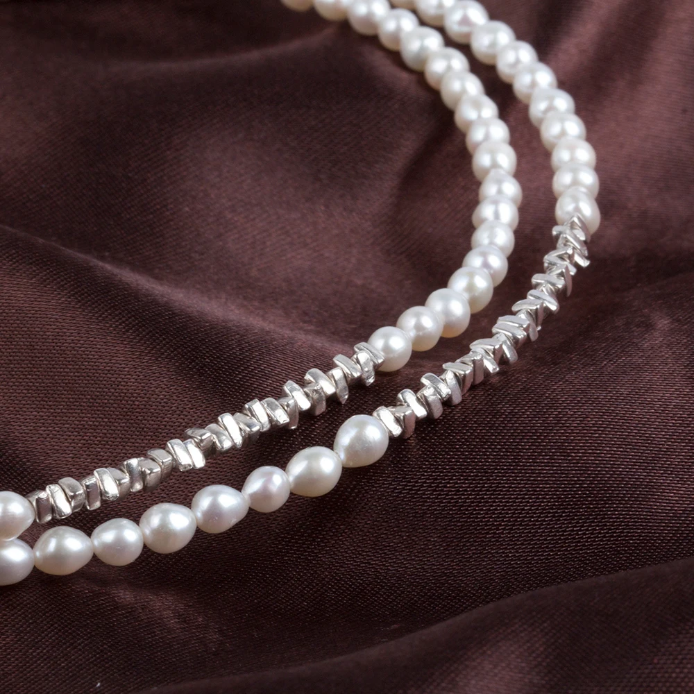 حبل لؤلؤ الأرز اللذيذ - 35.5 بوصة لآلئ المياه العذبة الطبيعية 3-4 مم، قلادة طويلة متعددة الاستخدامات PN077 #3