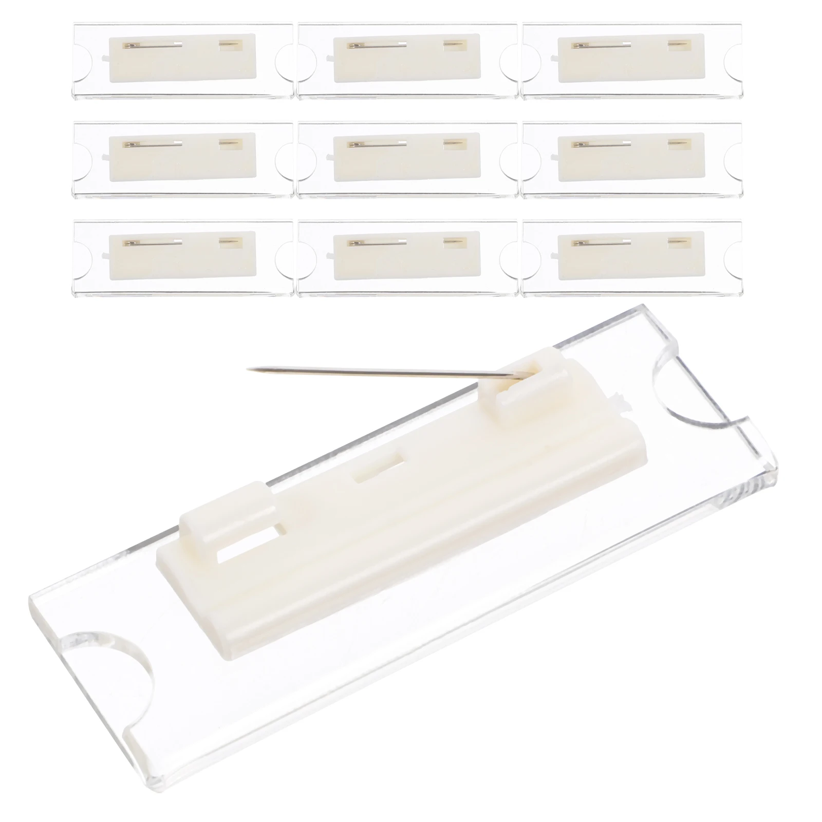 

10pcs Acrylic Card Badge Holder 70x20mm Wide Pin Replaceable ID Tag for School Office Hotel Employee Uniform Name Tags Students