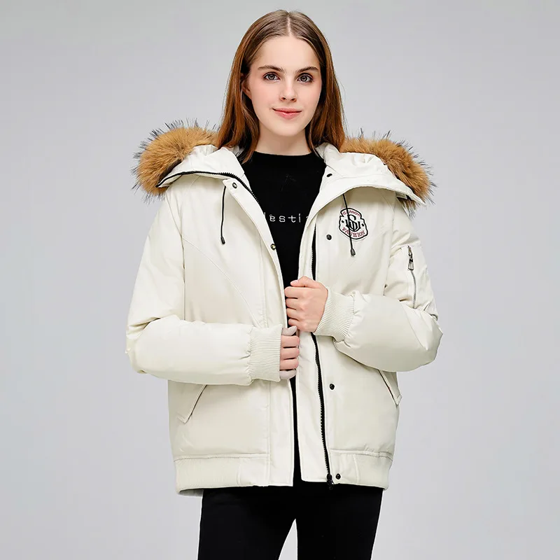 

Fashionable Thick Warmer Outdoor Snow Parka Winter Big Fur Collar Cotton Padded Jacket Jacket Hood Down Female Puffer Outwear