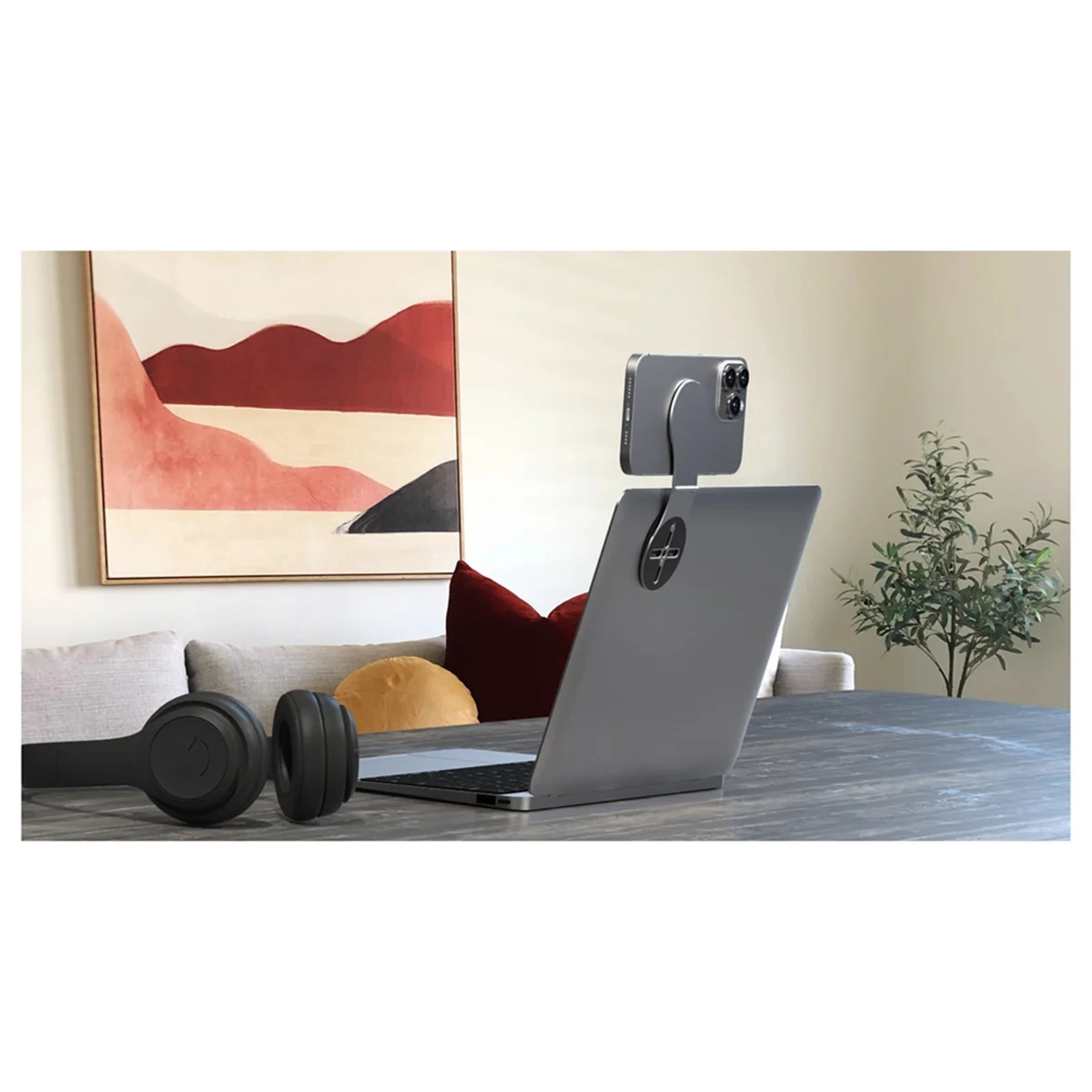 ADEGBO-Improved For MagSafe Stand Laptop Side Mount Phone Holder for Laptop Grey