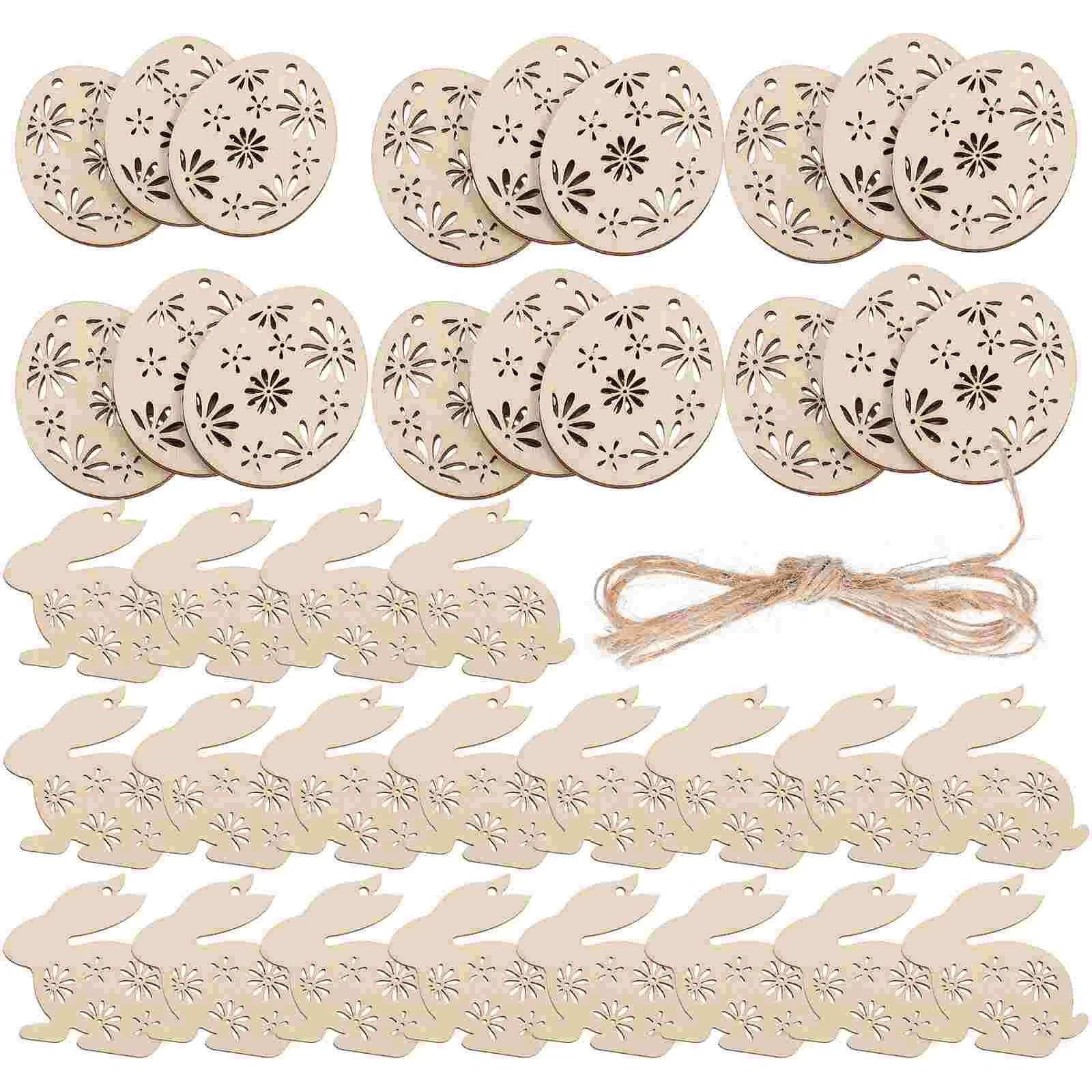 

25 Pcs Household Easter Decoration Pendant Miniature Pens Key Fob Apart Wood Wooden Bunnies
