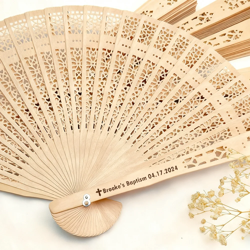 Personalized 1Pcs Baptism Wooden Hand Fan Children's First Communion Favor for Guests Church Event Favors Mi Bautizo Souvenir