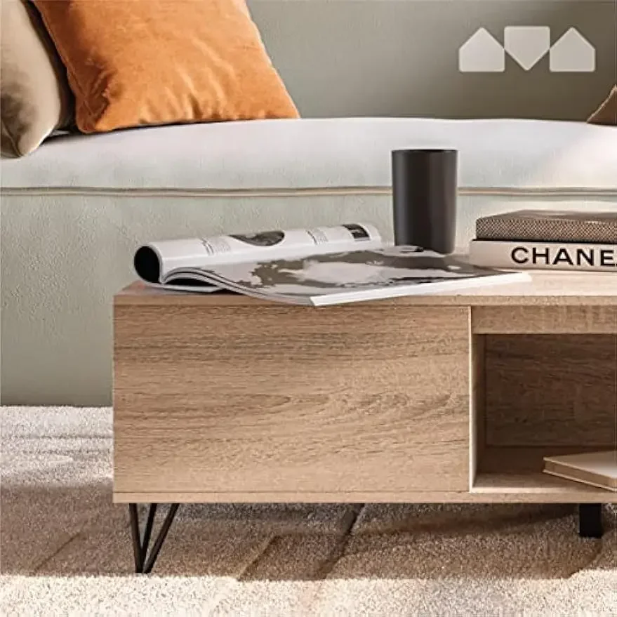 Mesa de centro moderna de fazenda com armazenamento cinza, mesa de centro moderna traz estilo e charme para sua sala de estar, escritório