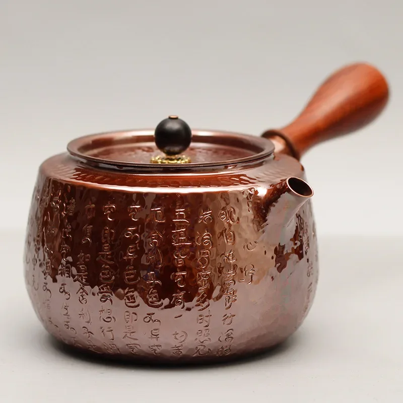 

Фиолетовый медный чайник ручной работы с боковой ручкой, чайный сервиз Gongfu, чайник для кипячения, медный чайник для заваривания чая