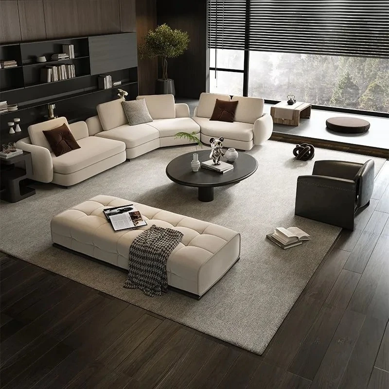 

Italian minimalist business curved fabric sofa office home living room light luxury modern simple new model