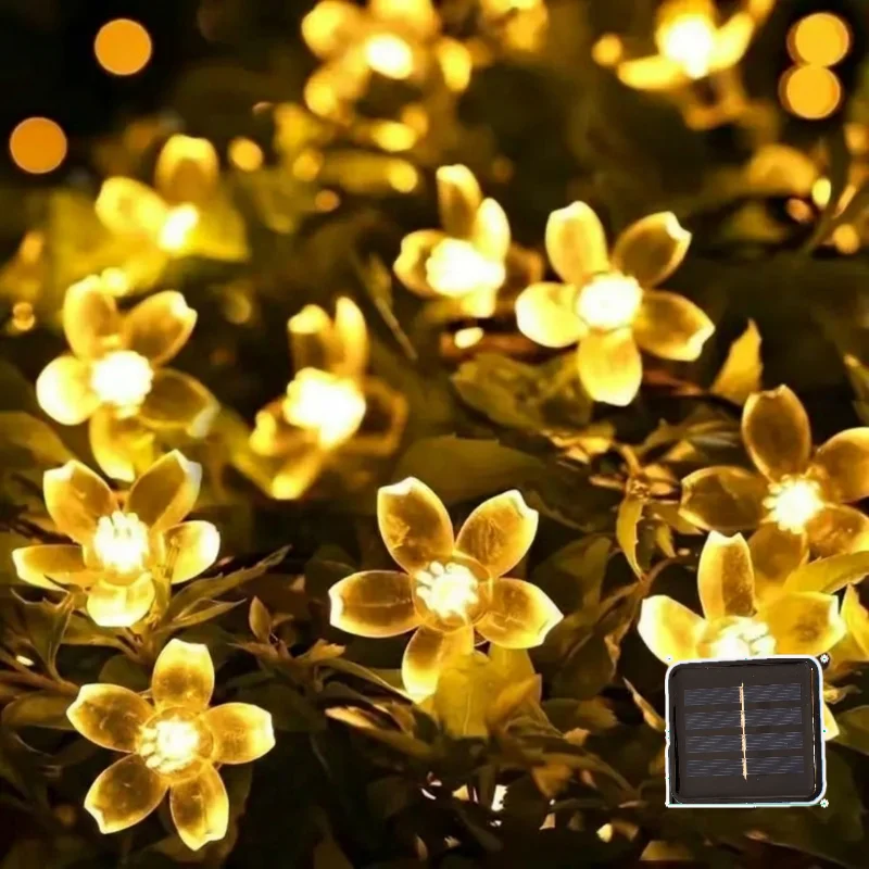 Solar Cherry Garden Blossom Flower Lights 20/50led lightsGarlands String Lights Solar Outdoor Waterproof Lawn Pathway Decoration