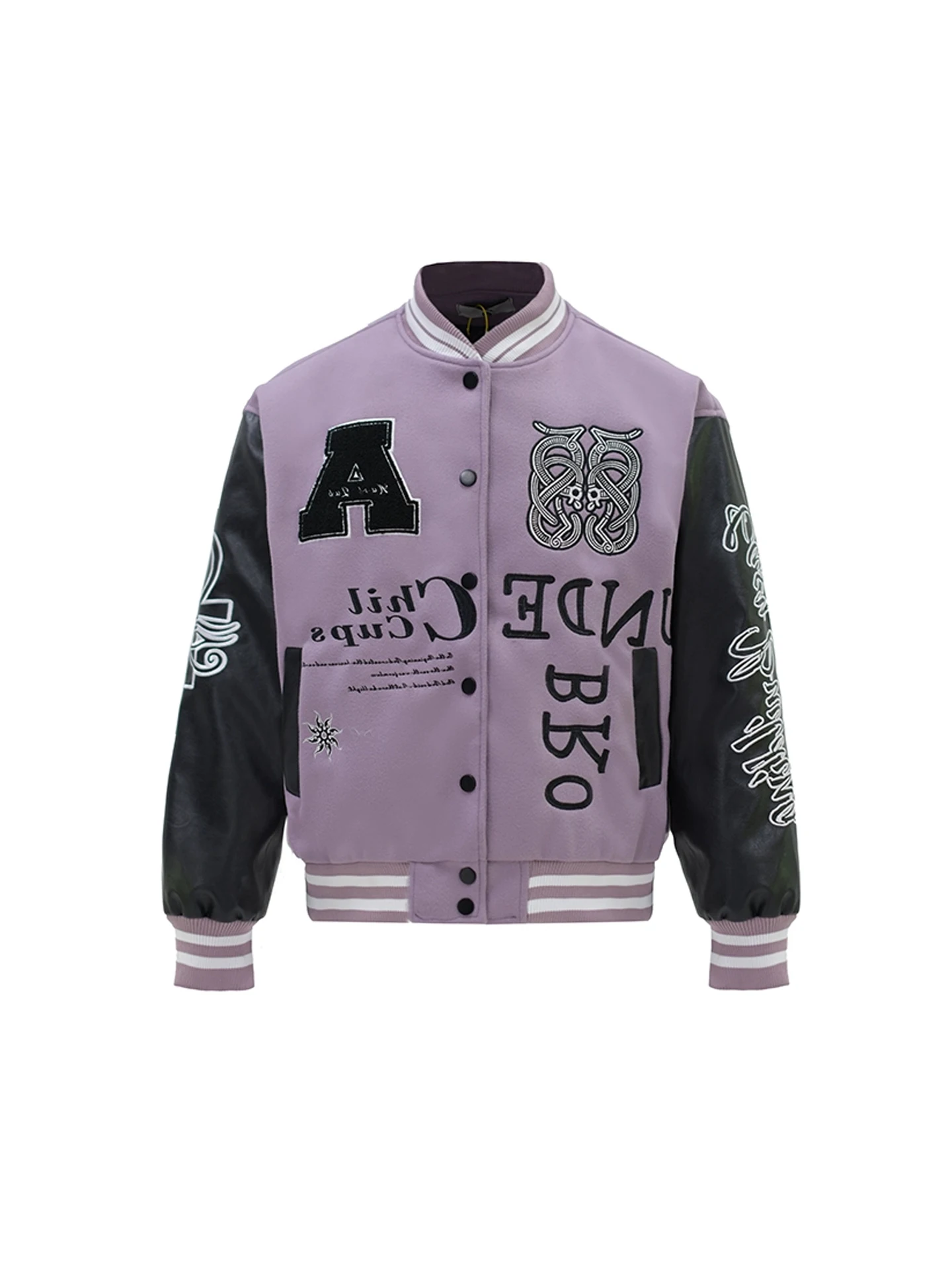 

American Retro Letter Embroidery Color Blo Baseball Jaet Loose Fit Men's Autumn Winter Heavy Du High Street Sle Coat