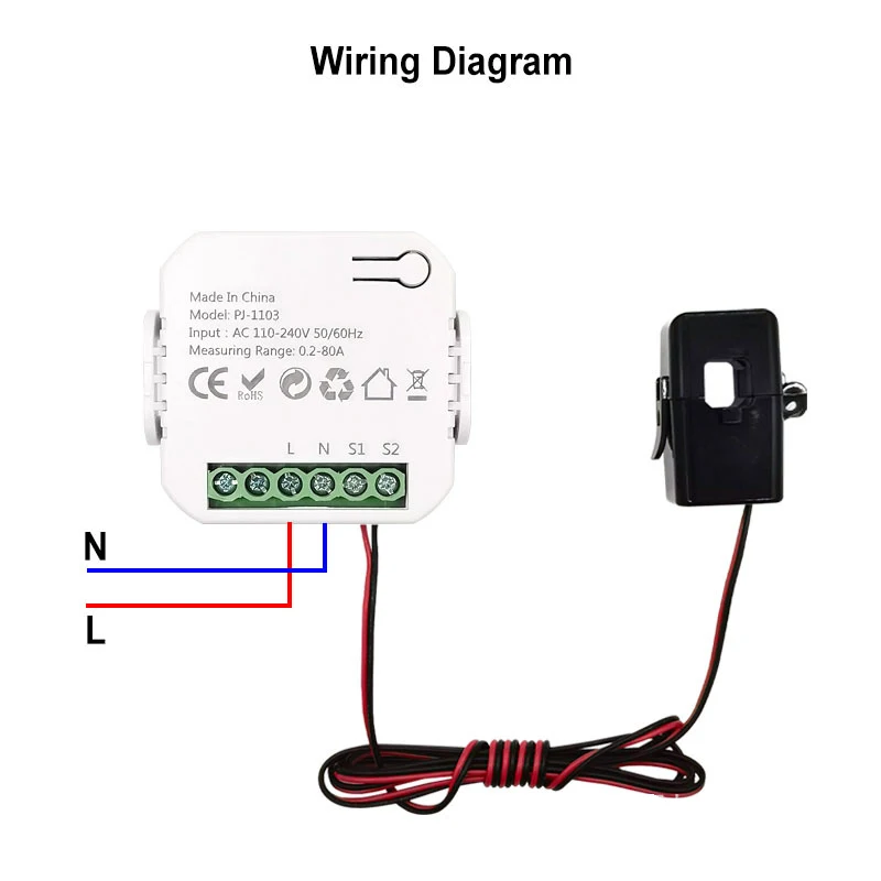 Tuya WiFi Digital Energy Meter AC 110V 240V 80A with Current Transformer Clamp Electricity Meter Smart Life APP Monitor Power