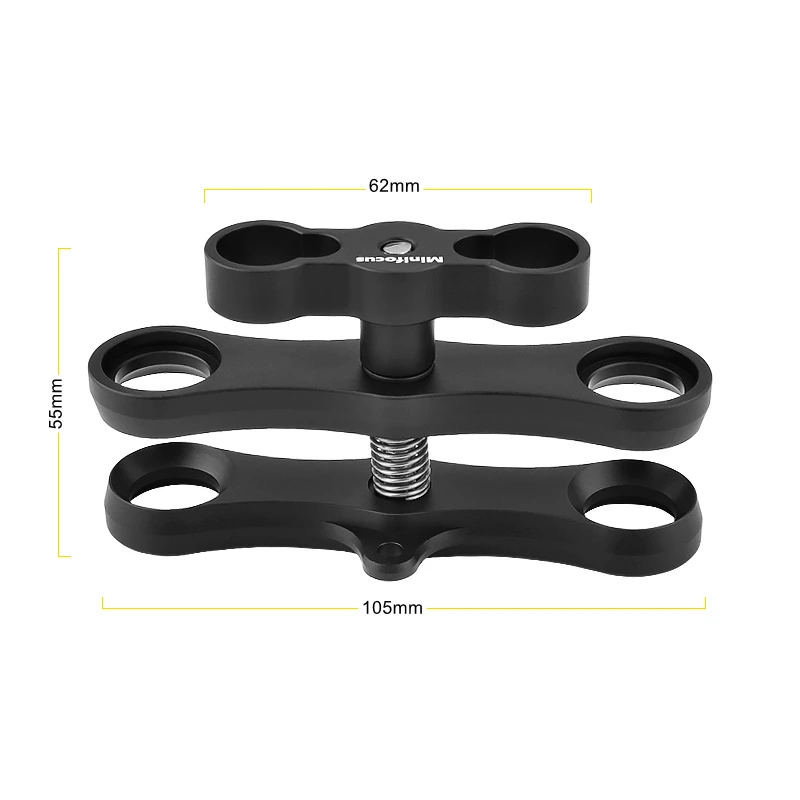 Diving Extended 2 Holes Ball Clamp Long Extend Butterfly Clip for Camera Underwater Tray Light Arm System Connect Expansion Moun