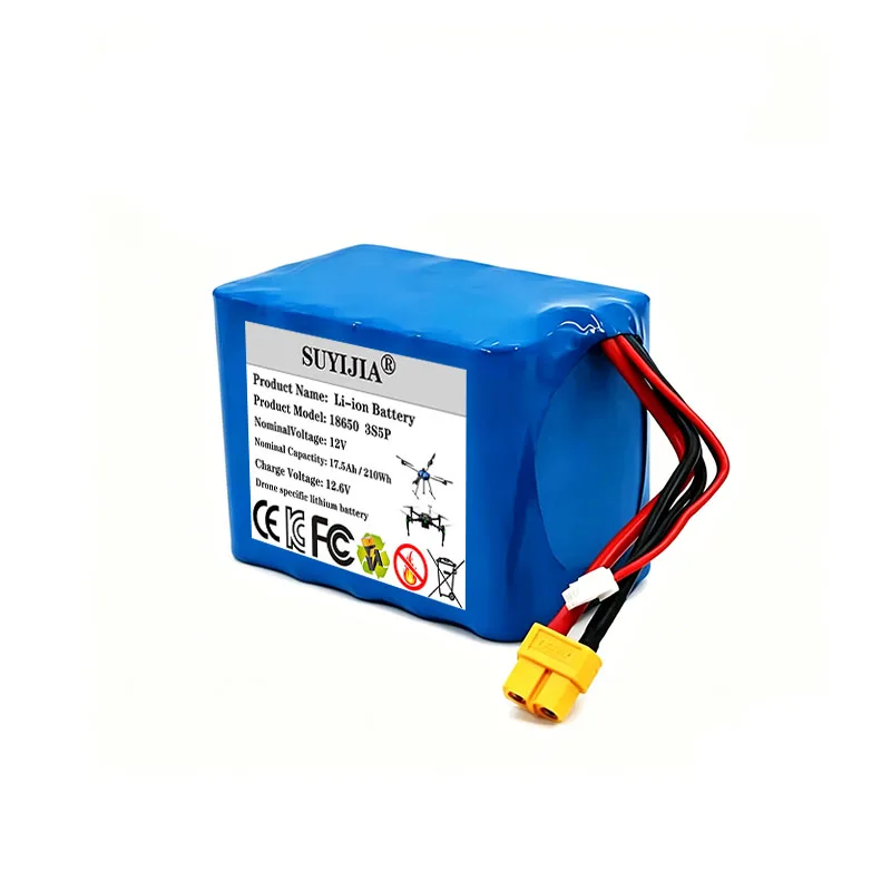 18650 3S5P 12V 17.5Ah Rechargeable Li-ion Battery for Various RC Quadrotor Airplane Models XH2.54-4P XT60
