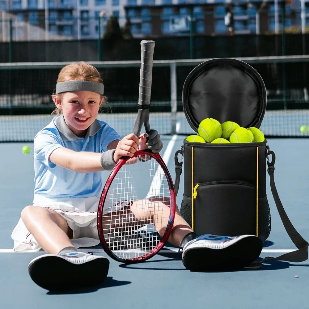 

Tennis Ball Bag with Sturdy Bottom Baseball & Lacrosse Ball Bag with Pockets & Portable Shoulder Strap for Pickle Ball Training