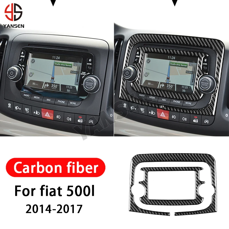 

Car Radio Control Panel Decorative Carbon Fiber Cover Trim Sticker For Fiat 500L 2014 2015 2016 2017 Interior Accessories