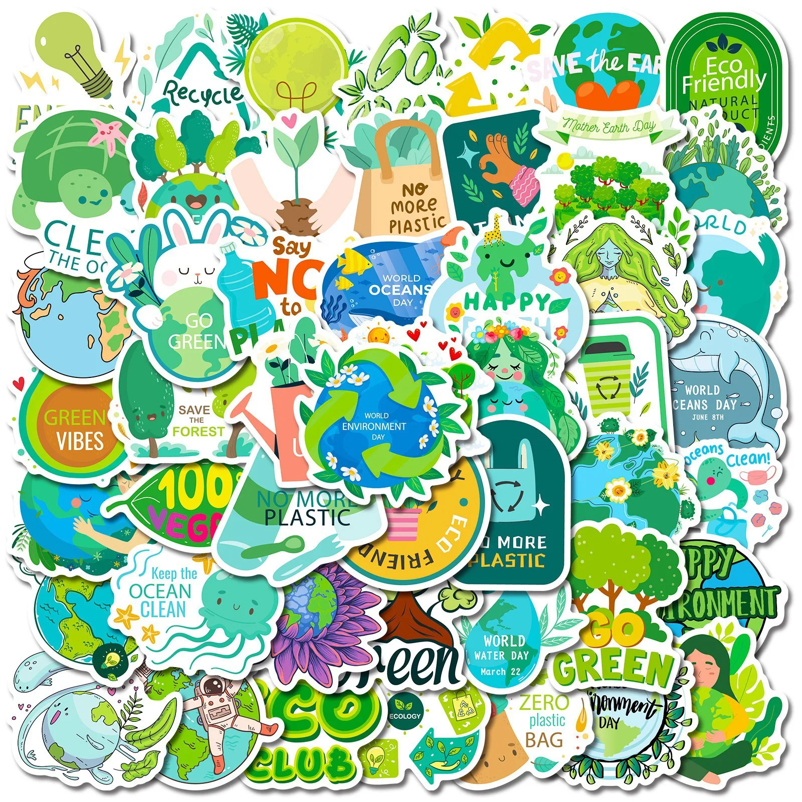 

10/50PCS Environmental Protection Stickers ECO Protect The Earth Environment Green Logo Stationery Notepad Waterproof Sticker